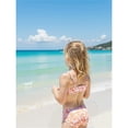 thumbnail image 2 of Huowey Girls Bikini Swimsuit Tow Piece Outfits Floral Print Spaghetti Strap V-Neck Front Ring Ruched Tankini High Waist Fashionable Beach Pool Party Bathing Suit Swimwear,Beige,3-4 Years, 2 of 6