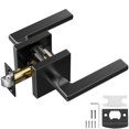 thumbnail image 1 of Manija de puerta de paso BENTISM, paquete de 1, color negro mate, manija cuadrada resistente para interiores sin llave, reversible para puertas de lado izquierdo y derecho, ideal para pasillos,, 1 of 8