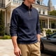 thumbnail image 4 of Ceisia Men's Casual Striped Half Button Round Neck Pullover with Pocket Daily Fashion Top Gift, 4 of 9