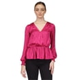 thumbnail image 1 of Michael Kors Womens Faux Wrap Peplum Blouse, deepfuchsia, XL, 1 of 1