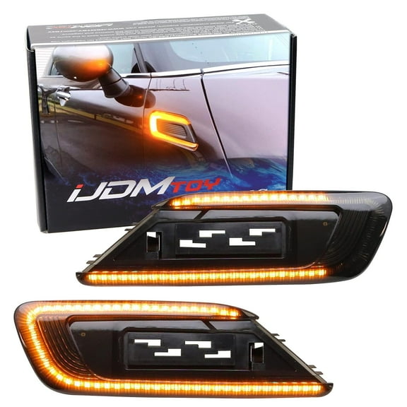 Euro Smoked Lens Sequential Blink Amber LED Fender Side Marker Light Kit For 2015-up Mini Cooper F54 Clubman, Replace OEM Amber/Clear Sidemarkers