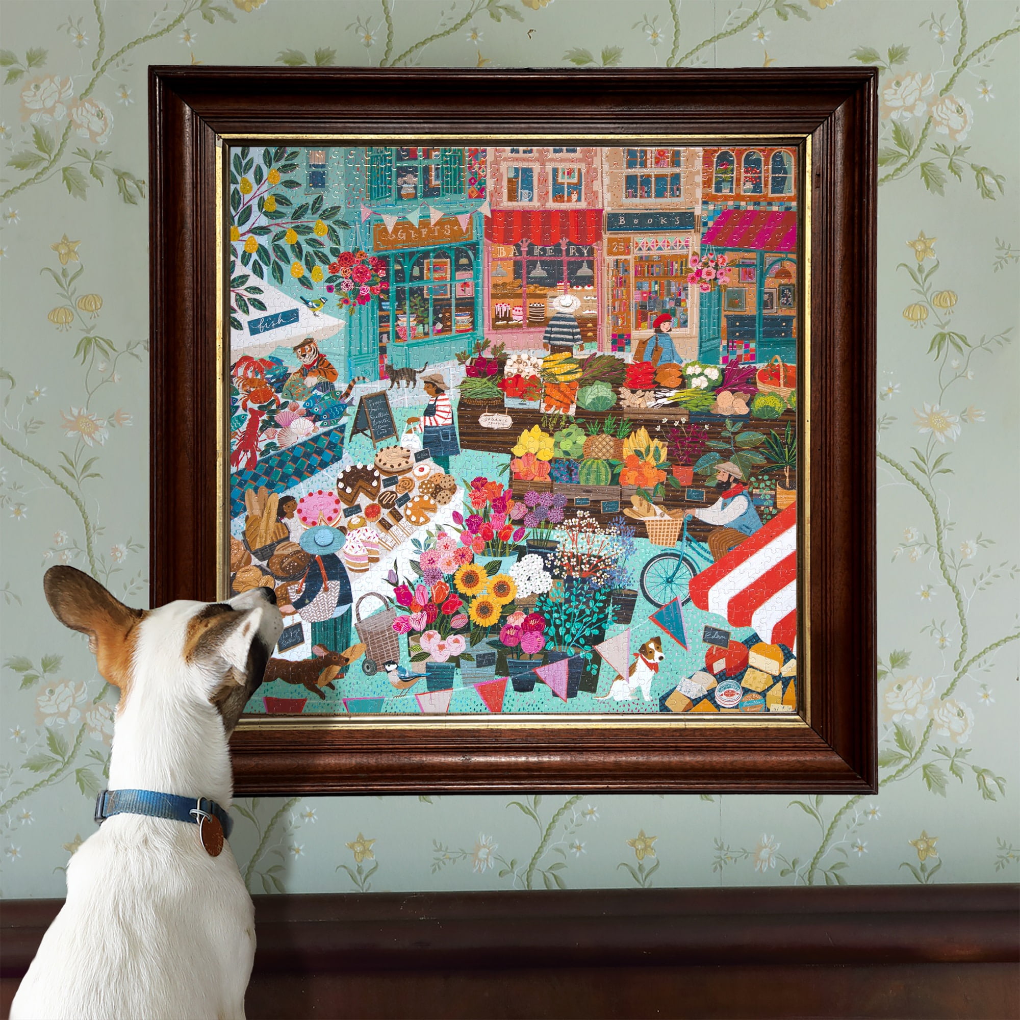 eeBoo Piece & Love: English Green Market - 1000 Piece Puzzle - Adult Square Jigsaw, 23x23", Includes Image Reference Insert, High-Quality Pieces