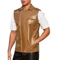 thumbnail image 5 of INSPIRE CHIC Faux Leather Vest for Men's Motorcycle Biker Sleeveless Jacket Zipper Riding PU Vest L Brown, 5 of 5
