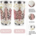 Christmas Tree Tumbler with Lid and Straw, Pink Xmas Buffalo Plaid