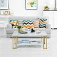 thumbnail image 3 of Gymax Modern Coffee Table Faux Marble Top Accent Cocktail Table w/ Gold Metal Frame, 3 of 10