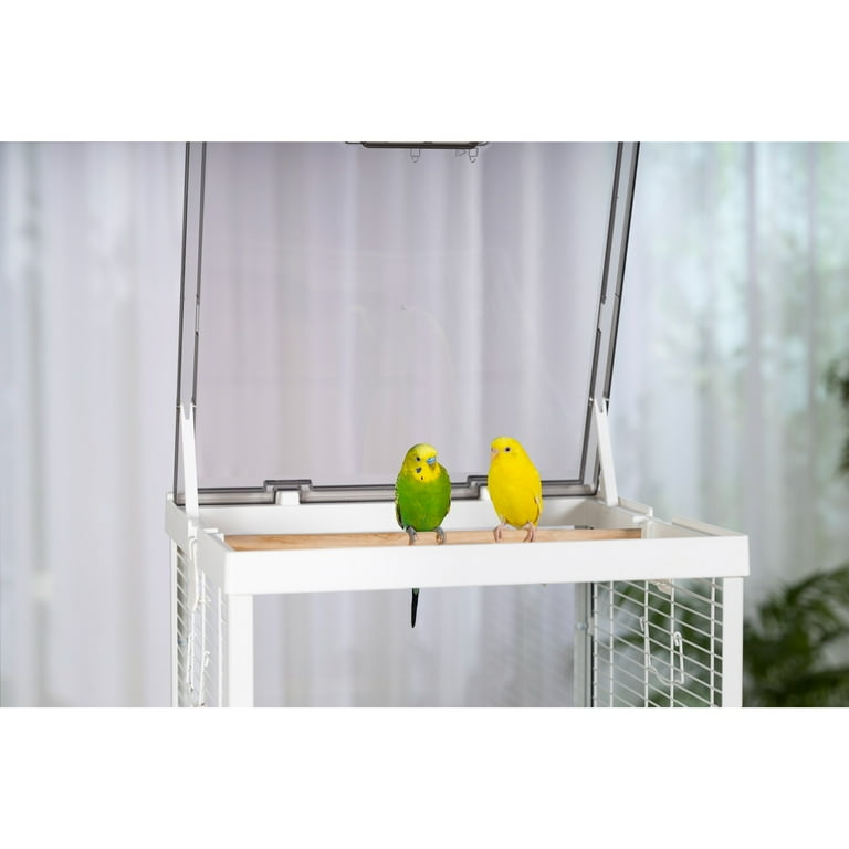 Prevue Pet Products Clear Glass Bird Cage with White Frame