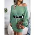 thumbnail image 4 of Women'S Casual Oversized Off-the-Shoulder Lantern Sleeve Sweater Dress Long Chunky Pullover Blue M, 4 of 8