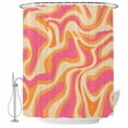 thumbnail image 2 of Pink Orange Waterproof Fabric Shower Curtain, Art Abstract Modern Geometric Waterproof Fabric Shower Curtain for Bathroom Curtains Bathtubs Hotel Washable Shower Curtains with 12 Hooks Long 72x78in, 2 of 8