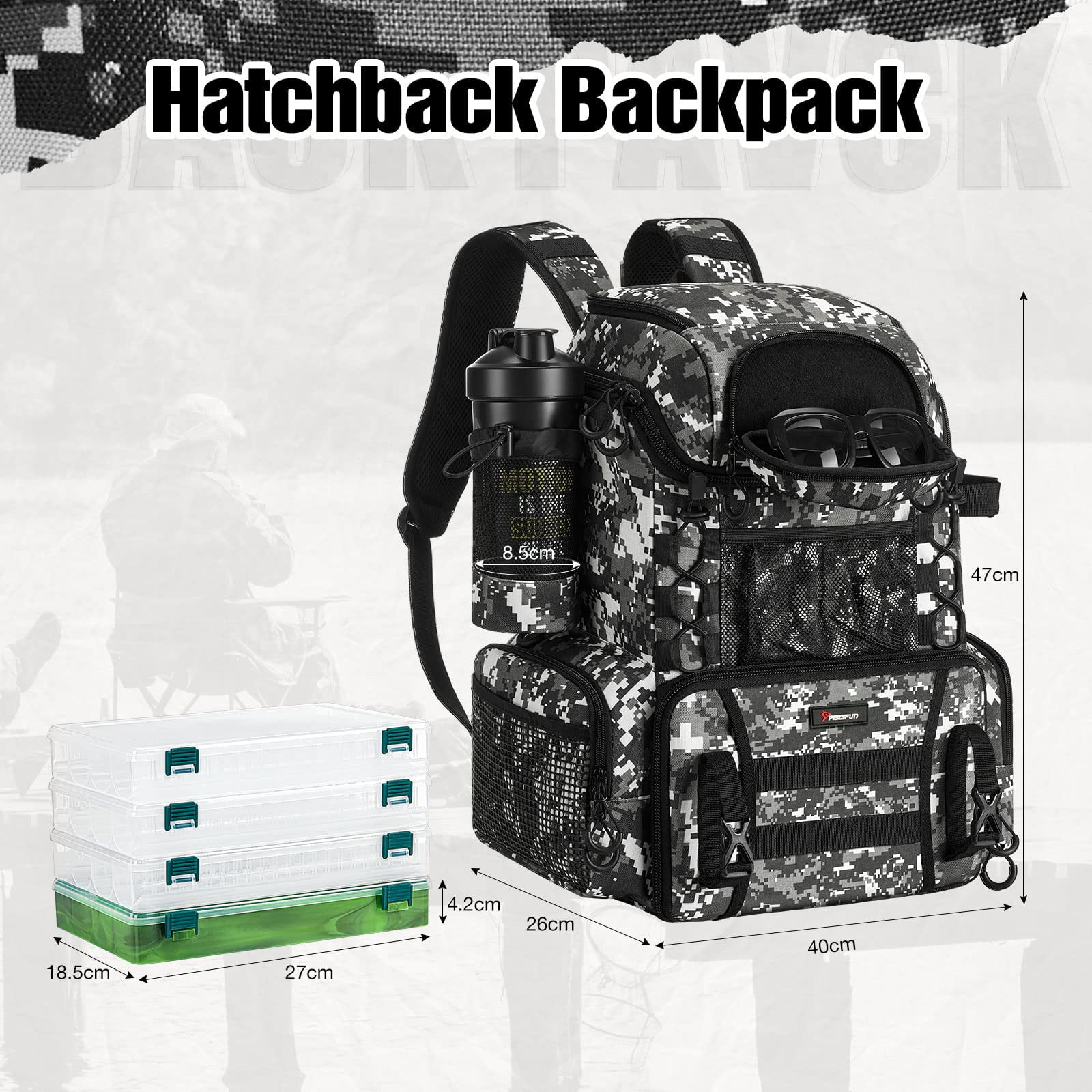 Piscifun Fishing Tackle Backpack Digital Camouflage Backpack with