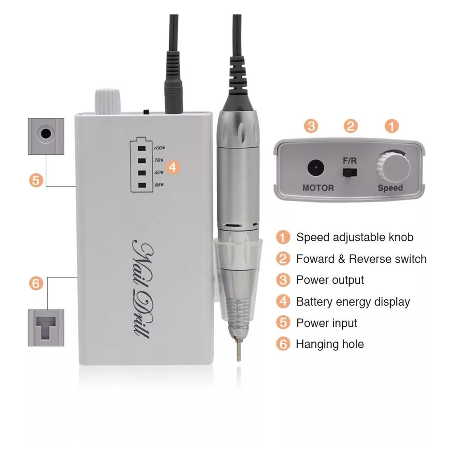Pro 30000RPM Portable Cordless Electric Nails Drill Machine Acrylic Gel Remover Nail File Drill Bits Kit Nail Art Tool