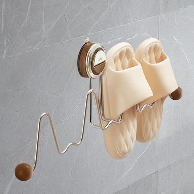 Soporte para Zapatillas de Baño, Estante para Zapatillas, Montaje en Pared, Estante para Zapatos de Ducha, Colgador de Zapatillas para Armario, Cocina Nuez