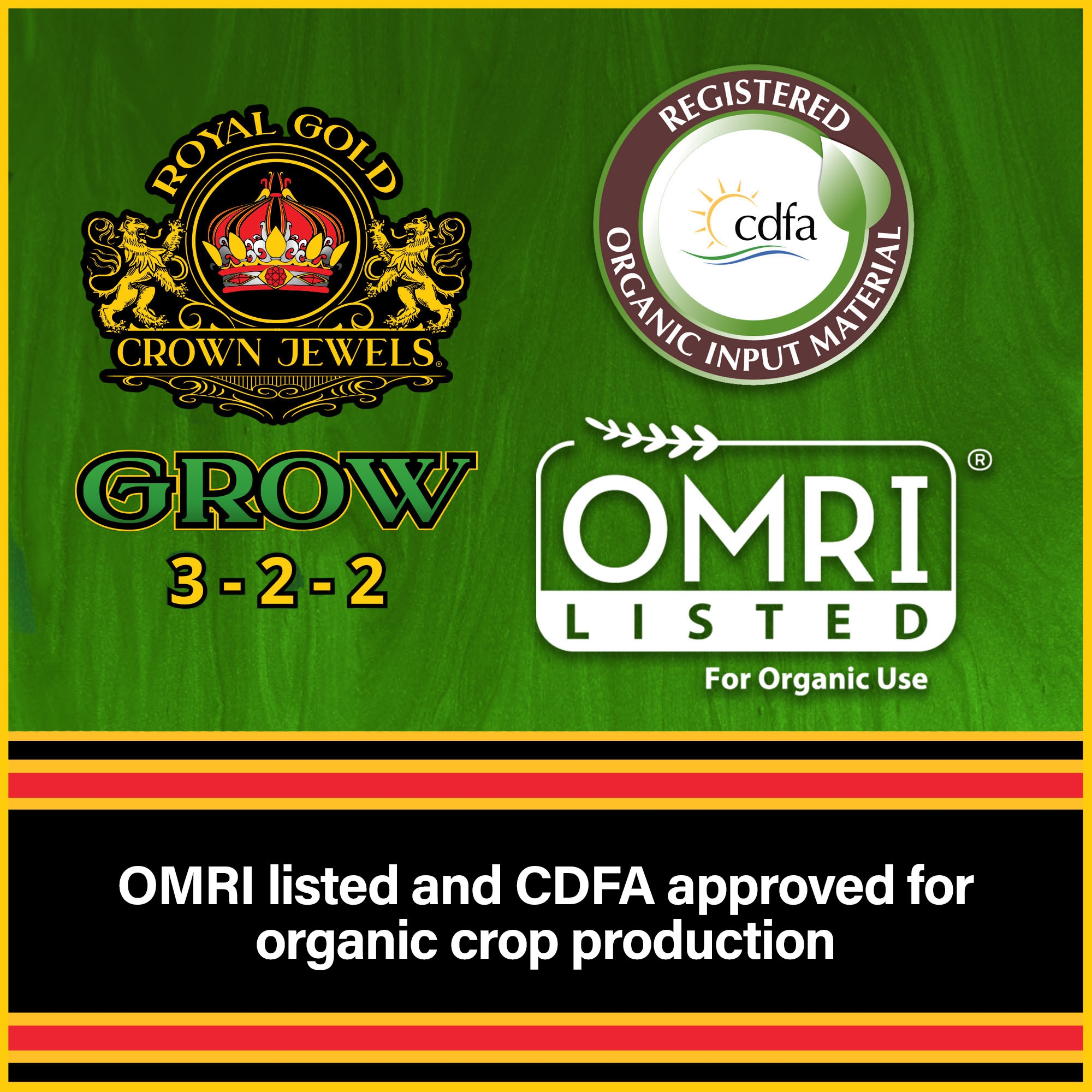 Royal Gold Crown Jewels Organic Grow 3-2-2 Dry Soluble Fertilizer, 20 lbs - Best for Improving Soil Before Planting, Encouraging Vigorous Growth and Plant Feeding