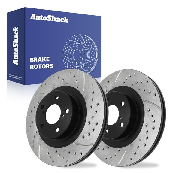 AutoShack 11.55" (293.4 mm) Front Vented Drilled & Slotted Brake Rotors E-Coated | Replacement for 2009-2018 Subaru Forester 2005-2014 Subaru Outback 2013-2016 Scion FR-S | 2-PC Set | ShadowGuard