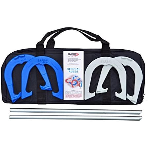 St Pierre Sports Eagle Tournament Horseshoe Outfit in Nylon Bag, Blue/Gray$$Sport & Recreation Other