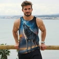 thumbnail image 6 of KLL Lonely Night Sky Wolf Print Men's Muscle Gym Workout Stringer Tank Tops Bodybuilding Fitness T-Shirts Tank Tops Men-Large, 6 of 7