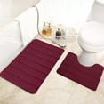 thumbnail image 5 of PAVEOS Bath Rugs Clearance Sale Memory Foam Bath Mat Set Bathroom Rugs Practical for 2 Pcs Toilet Mats Soft Comfortable Water Absorption Non-slip Thick Machine Washable Easier to Dry Dark Red-z, 5 of 5