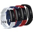 thumbnail image 1 of Compatible con Fitbit Inspire 2 bandas, paquete de 4 para hombres y mujeres, banda de silicona impermeable, accesorio de correa deportiva ajustable para Inspire 2, pequeño negro/azul, 1 of 5