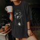 thumbnail image 2 of Moda Mujer Damas Cayó Hombro Mangas Impresión suelta Manga corta Top Pullover Tops Pompotops hfajkhk141454, 2 of 9