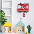 thumbnail image 4 of Relojes de pared para niños, decoración de pared con motivos 3D, sala de estar de dibujos animados, reloj silencioso, sala de estar decorada para niños (camión de bomberos) JFHHH pequeña, 4 of 5