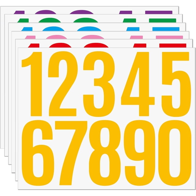 6 Sheets Mailbox Numbers Stickers, 0-9 Large 3 inch Mailbox Self Adhesive Vinyl Waterproof Number Stickers for Crafts Outdoor Sign Wall Mailbox Windows Doors Car Poster Board Businesses (Multicolour)