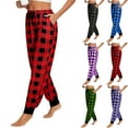 thumbnail image 7 of SwiftWear Women Plaid Pajama Pants Cuff Leg Joggers PJ Pants with Pockets Drawstring Lounge Homewear Workout Green XL, 7 of 7
