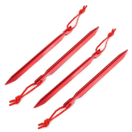 Hiking Camping Tent Peg Nail Triangular Stakes Red 4pcs w Reflective Pull