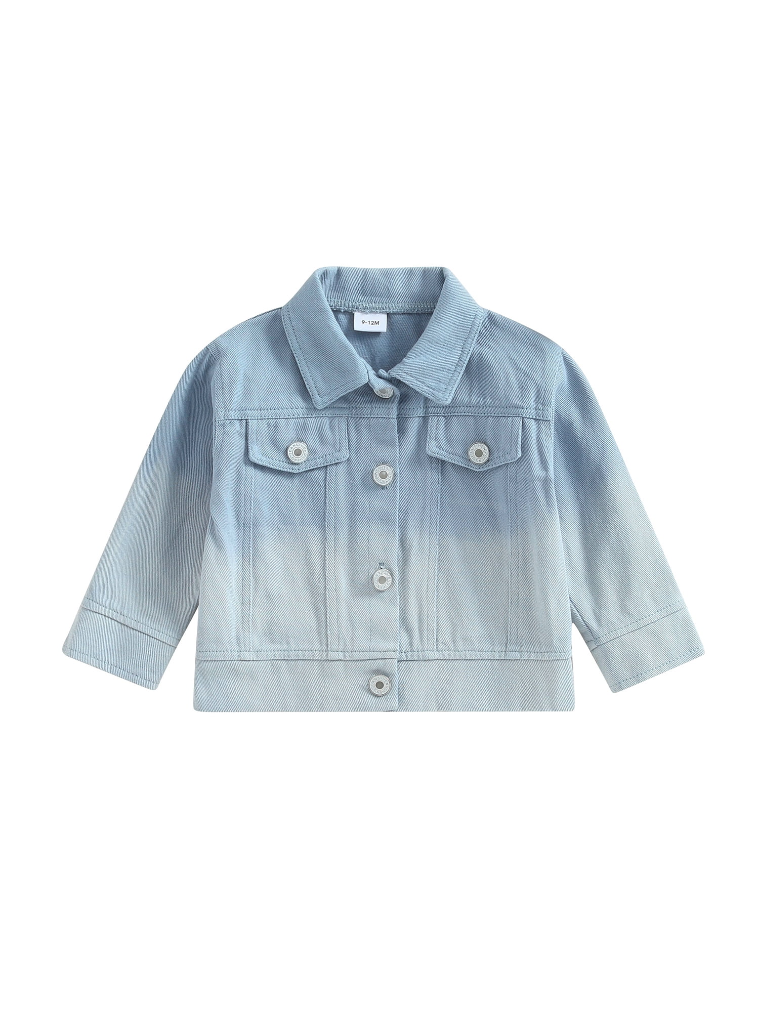 Douhoow 02Y Baby Girl Jean Jacket Gradient Floral Print Button Coat