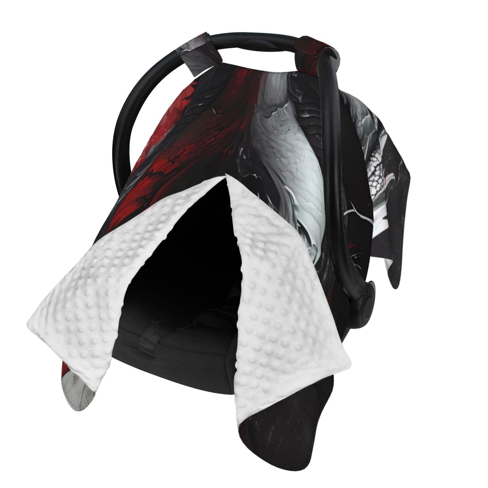 Naloa Cool Black And White Dragon Baby Car Seat Cover, Breathable Baby Carrier Cover, Multiuse Baby Carrier Cover & Nursing Breastfeeding Cover