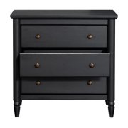 (2 pack) My Texas House Monroe 3-Drawer Nightstand with USB, Raven Black Oak