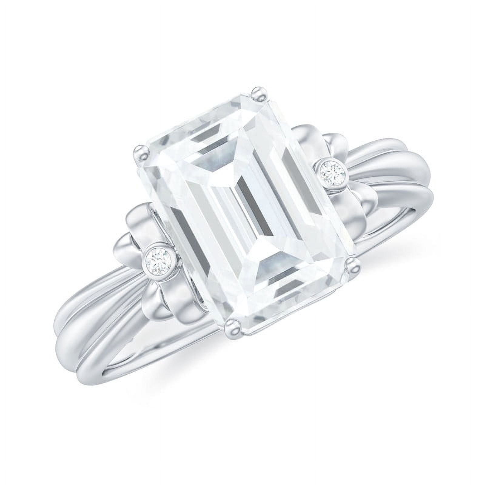 Spot Jewel 2.2 Ct Emerald Cut Diamond Rings - 14K White Gold Plated Rings - Sterling Silver Jewelry Clearance - Natural Diamond Latest Engagement Rings for Women - Proposal Rings