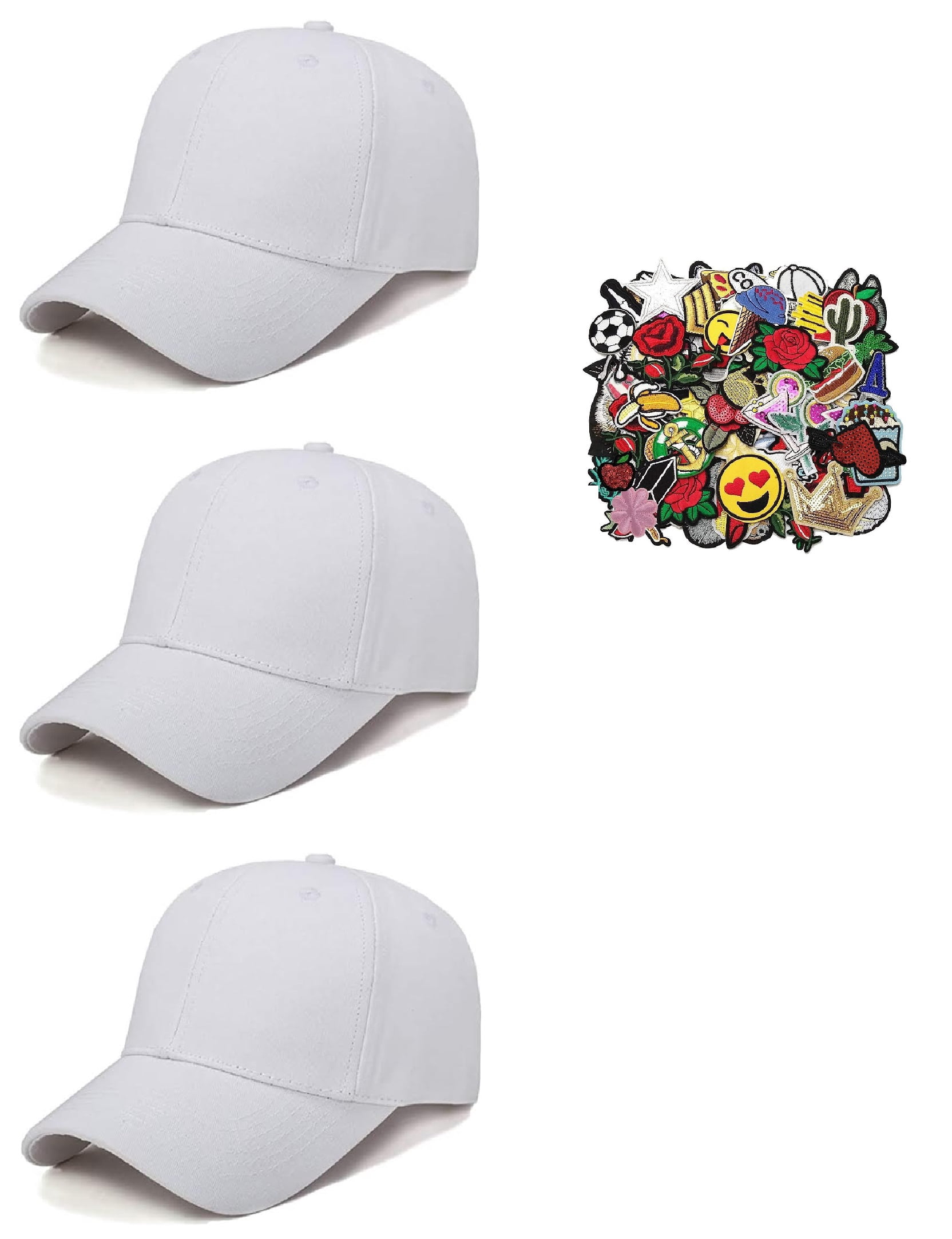 Solid White Baseball Cap Hat with 