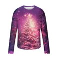 thumbnail image 2 of Men's Christmas T Shirts Santa Xmas Tree Print Pullover Crewneck Graphic Tees Ugly Christmas Sweatshirts, Purple XL, 2 of 5