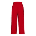 thumbnail image 6 of BODOAO Women's Linen Cropped Pants Ankle Capris Straight Leg Trousers Loose Pocket Cotton and Linen Casual Pants Red 4Xl, 6 of 6