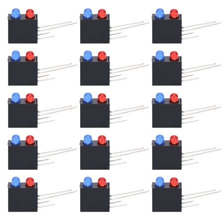 

100Pcs LED Plastic Holder DualHole Black Square 90 Degree Curved Base with Blue Red Light 3mm