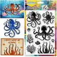 thumbnail image 1 of Sellos transparentes de silicona con forma de pulpo, criaturas marinas, conchas y corales., 1 of 9