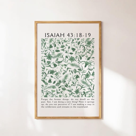 Isaiah 43 Christian Wall Art, Sage Green Wall Art, Bible Verse Decor, Vintage Trendy Apartment Decor, Flower Market Art Wall Art, Modern Wall Decor, 8x12 UNFRAMED