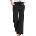 thumbnail image 2 of RQYYD Women's Summer Wide Leg Pants Drawstring Waist Textured Trousers with Scalloped Hem for Women, 2 of 6
