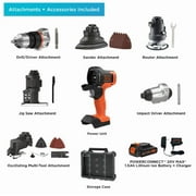 مثقاب لاسلكي Black+decker 20v، مجموعة أدوات كهربائية مكونة من 6 قطع، بطارية وشاحن متضمنان (bdcdmt1206kitc)