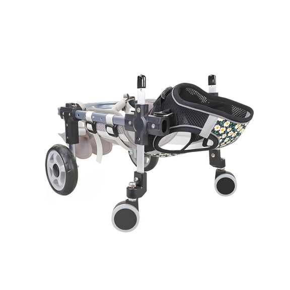Adjustable Four Wheel Pet Wheelchair for Enhances Stability Adjust Leg Support for Disabled Dog