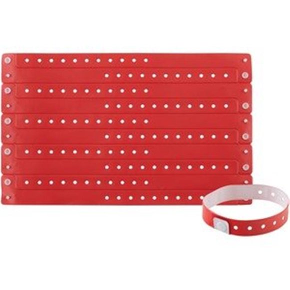 Advantus AVT97761 Colored Vinyl Wristbands, Red - Pack of 100