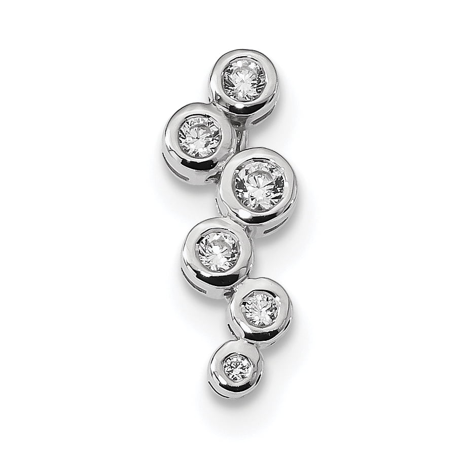 925 Sterling Silver Brushed Cubic Zirconia Slide Pendant