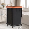 thumbnail image 2 of 150L (40 Gal) High-Grade Laundry Basket with Wheels, Large Laundry Hamper with Wooden Handles, 900D Oxford Fabric, Detachable Laundry Hamper for Bedroom, Bathroom, Laundry Room, 2 of 11
