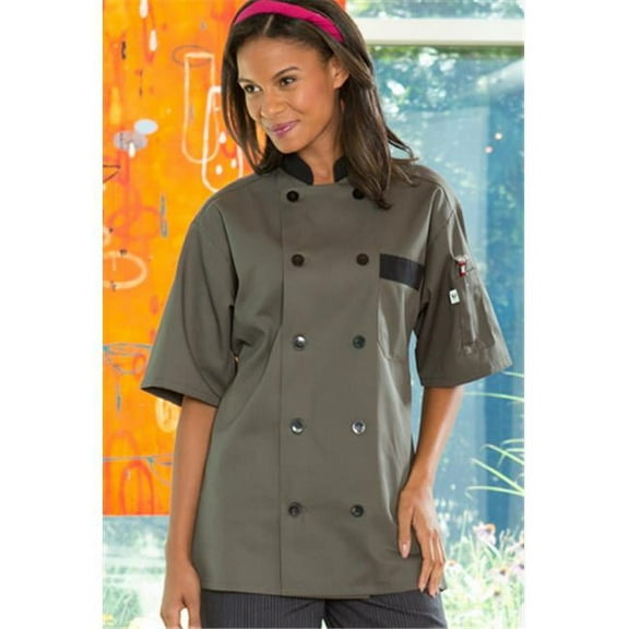Vtex 0423-6503 Bristol Short Sleeve Chef Coat, Olive, Medium