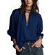 thumbnail image 3 of TaTaai Women Casual Loose Blouses Collared Half-Zip Puff Sleeve Solid Color 3/4 Sleeve V Neck Soft Lightweight Daily Office Wear Gift, 3 of 6