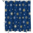 thumbnail image 2 of Christmas Shower Curtain Gold White Snowlfake Shower Curtains for Bathroom Decor Blue Background Christmas Decoration Bath Curtains Sets with Hooks Waterproof, 36x72 in, 2 of 6