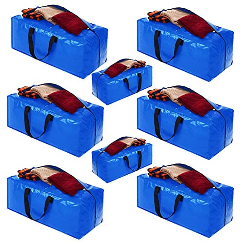 Moving Bags, Storage Totes, Extra Large Storage Bags for Moving Supplies, College Dorm Essentials, Bedroom Closet, Packing Bags with Backpack Handles Zipper Compatible with IKEA Frakta Cart?8 Pack?