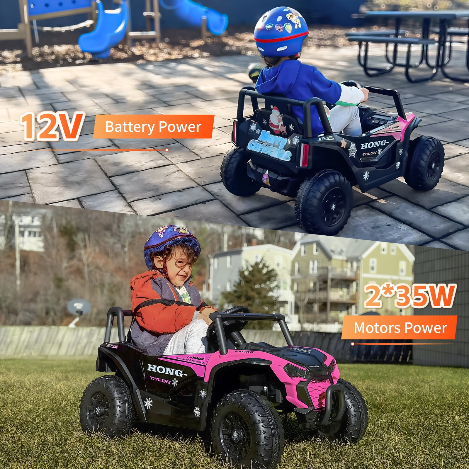 HEIMILI 12V Kids Ride On UTV,Ride on Car Toy w/Remote Control,Electric Off-Road UTV Truck,Remote w/ LED Lights MP&Music Bluetooth USB for Kids,Boys and Girls Aged 3-6 Years (Pink)