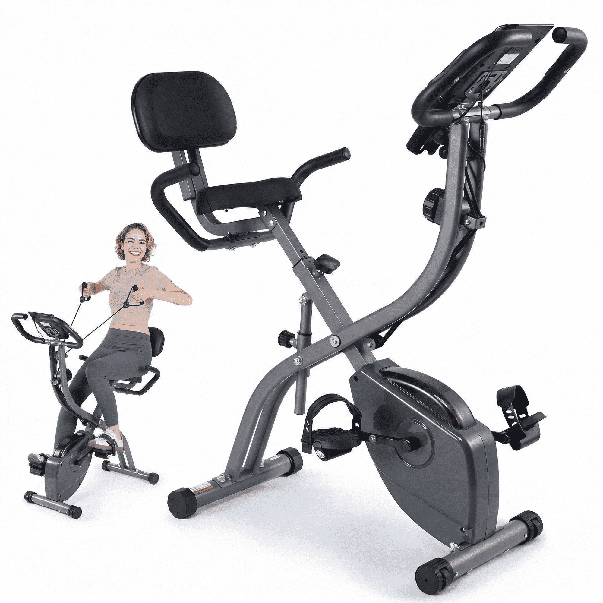 Naipo 3in1 Folding Exercise Bike with 10 levels of adjustable resistance Indoor Cycling Magnetic Upright Bike Stationary Exercise Bike Perfect for Home Use