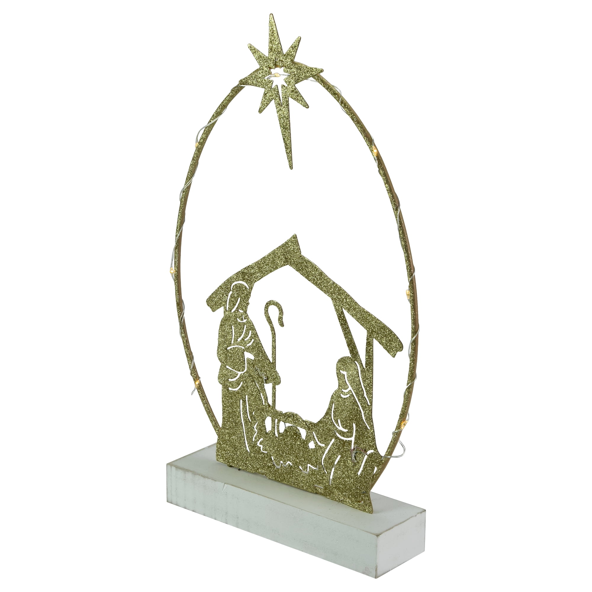 Northlight LED Lighted Glitter Holy Family Nativity Scene Christmas Decoration - 14"