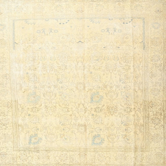 Ahgly Company Machine Washable Indoor Square Traditional Gold Area Rugs, 4' Square
